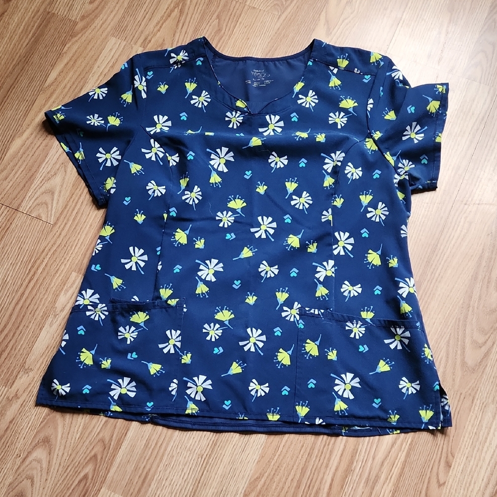 Cherokee Navy Floral Scrub Top